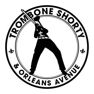A black and white image of the trombone shorty logo.